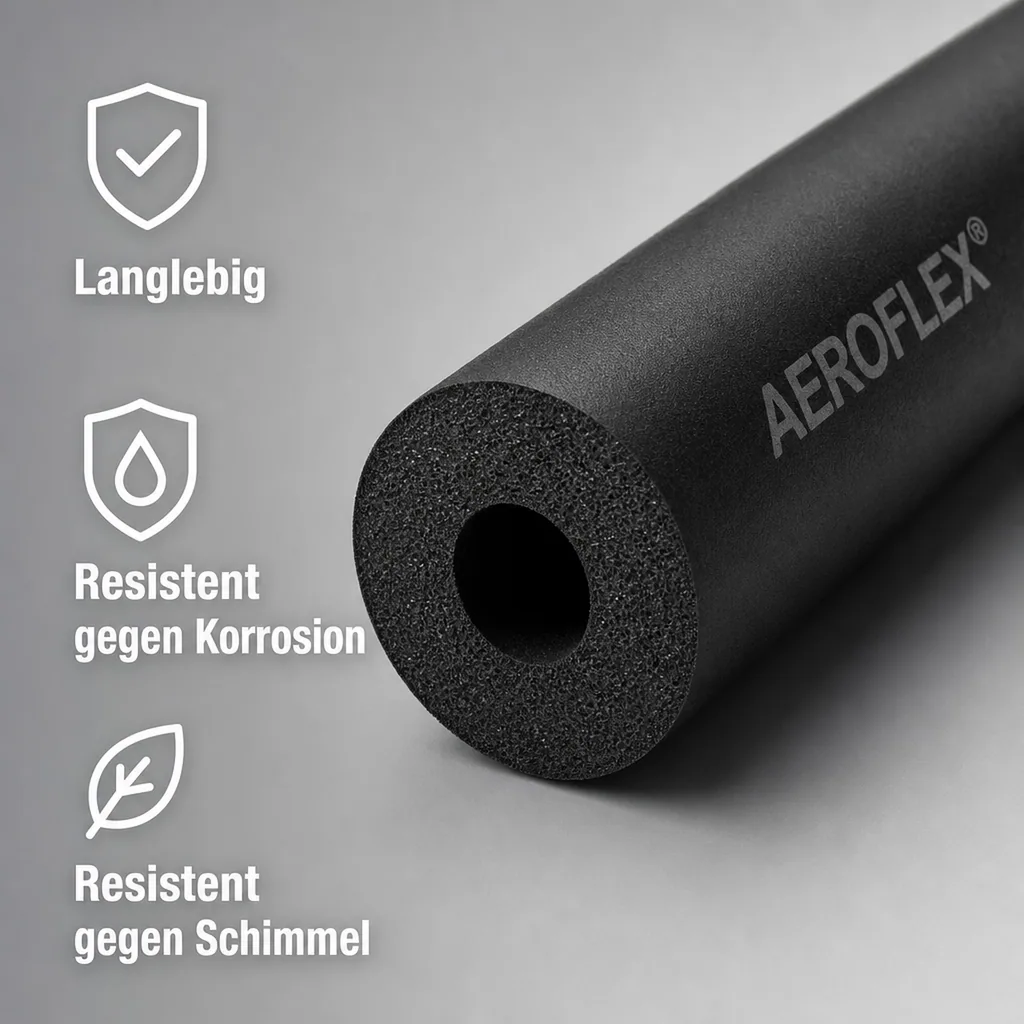 AEROFLEX® SH Rohrisolierung, 2 m, flexible Dämmung aus geschlossenzelligem Schaumgummi, schwarz, 35 x 15 mm