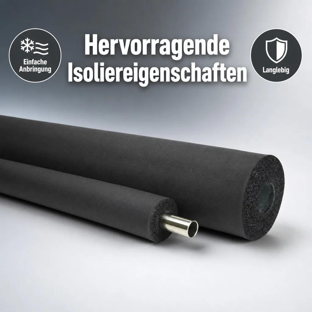 AEROFLEX® SH Pipe Insulation, Pipe Lagging - 2m, Flexible Insulation Material from Closed-Cell Foam Rubber Base, Black - 18 x 20 mm