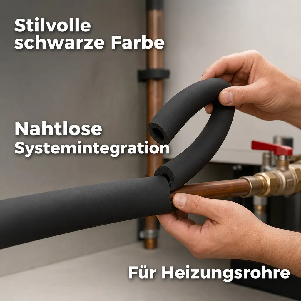 Rohrisolierung, Rohrdämmung 2m, Flexibel, Schwarz 28x20 mm