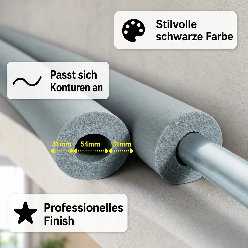 AEROFLEX® SH Pipe Insulation, Pipe Lagging - 2m, Flexible Insulation Material from Closed-Cell Foam Rubber Base, Black - 54 x 30 mm
