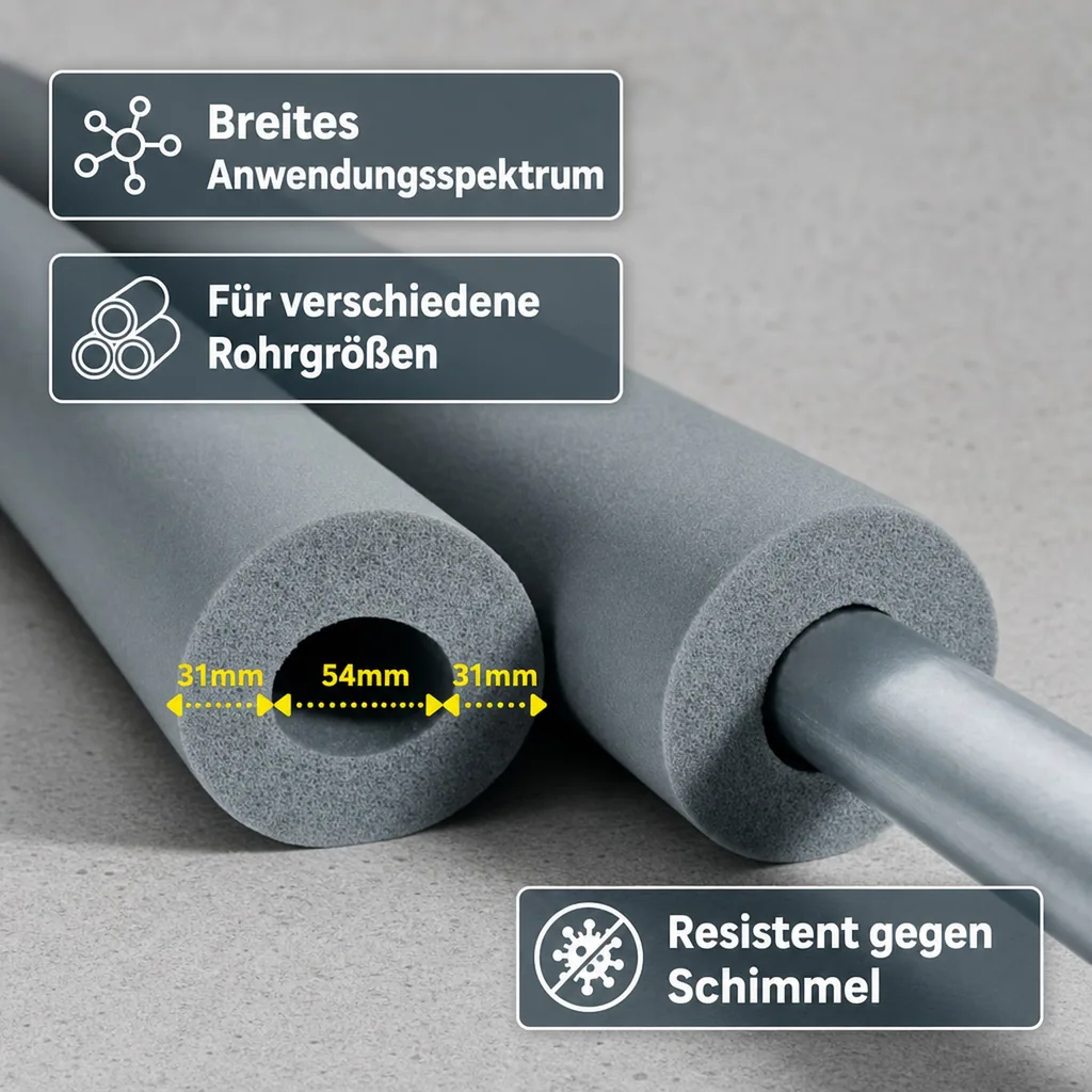 AEROFLEX® SH Pipe Insulation, Pipe Lagging - 2m, Flexible Insulation Material from Closed-Cell Foam Rubber Base, Black - 54 x 30 mm