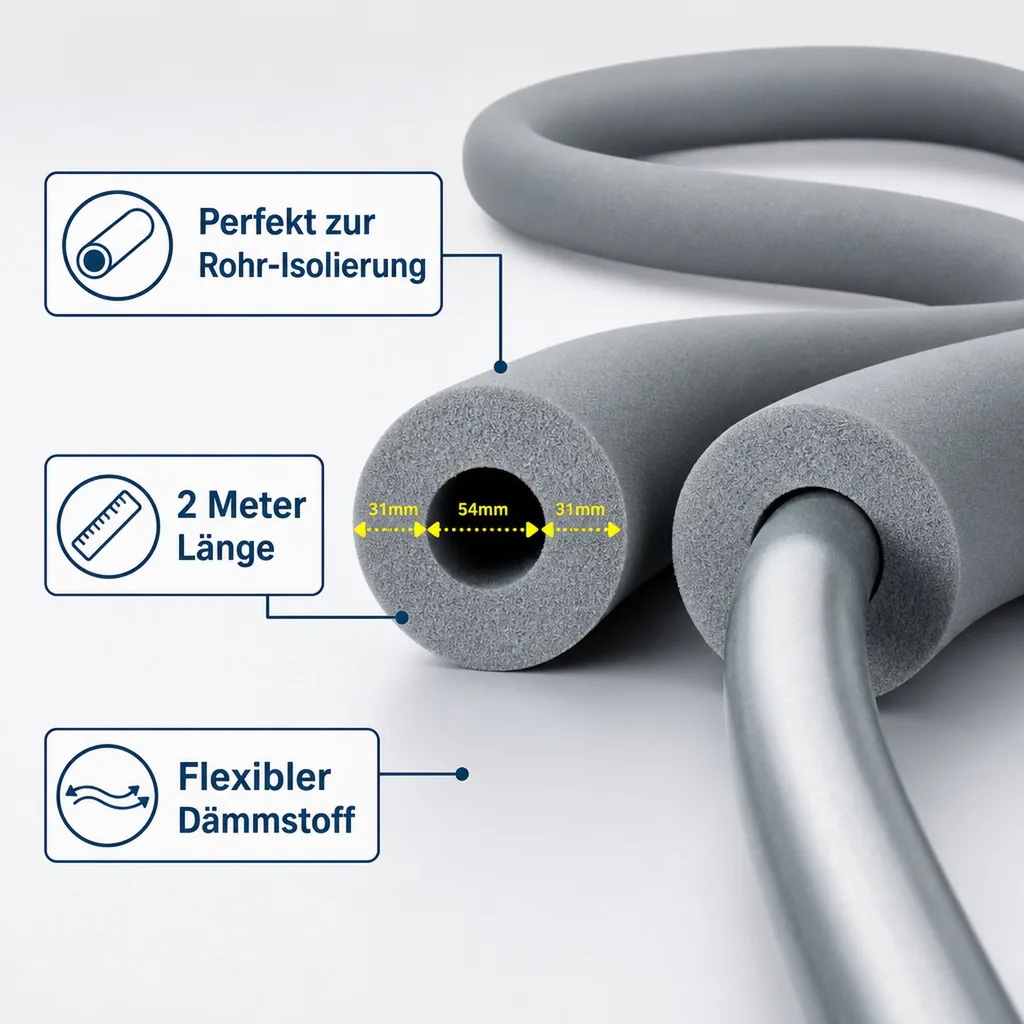 AEROFLEX® SH Pipe Insulation, Pipe Lagging - 2m, Flexible Insulation Material from Closed-Cell Foam Rubber Base, Black - 54 x 30 mm