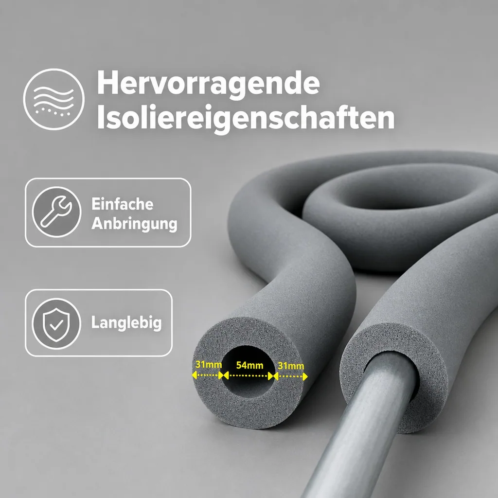 AEROFLEX® SH Rohrisolierung 2 m, flexible Dämmung aus geschlossenzelligem Schaumkautschuk, schwarz, 54 x 30 mm