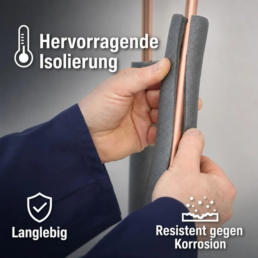 AEROFLEX® SH Rohrisolierung, Rohrdämmung - 2 m, flexibles Isoliermaterial aus geschlossenzelligem Schaumgummi, schwarz - 76 x 40 mm