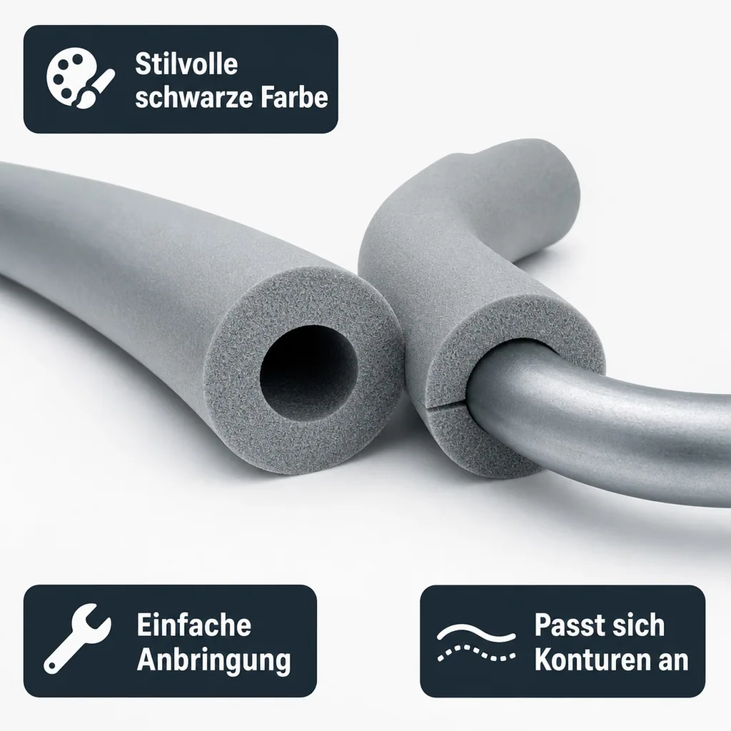 AEROFLEX® SH Rohrisolierung, Rohrdämmung - 2 m, flexibles Isoliermaterial aus geschlossenzelligem Schaumgummi, schwarz - 89 x 40 mm