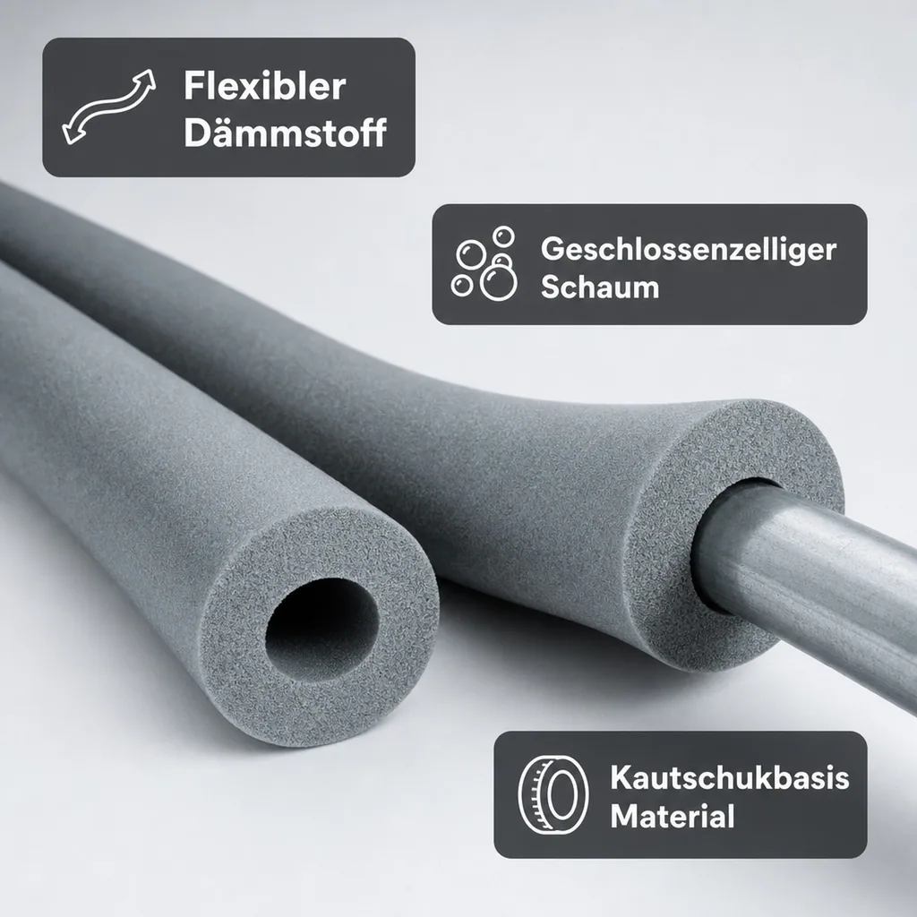 AEROFLEX® SH Rohrisolierung, Rohrdämmung - 2 m, flexibles Isoliermaterial aus geschlossenzelligem Schaumgummi, schwarz - 89 x 40 mm