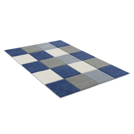 Livone Kinderteppich Patchwork blau, Teppichgrösse: 120 x 180 cm