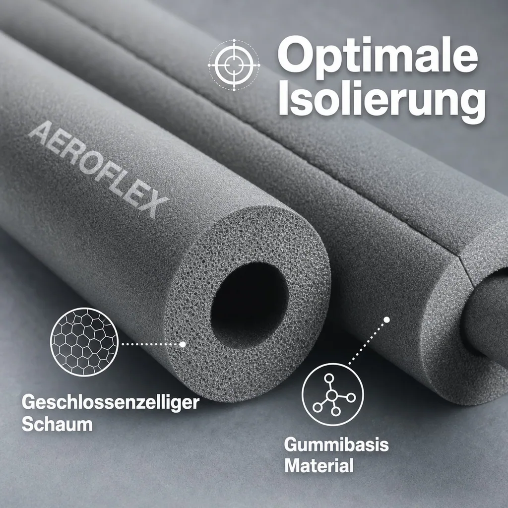 AEROFLEX® SH XT Rohrisolierung, Rohrdämmung - 2 m, selbstklebend, flexibles Dämmmaterial aus geschlossenzelligem Schaumkautschuk, schwarz - 54 x 10 mm