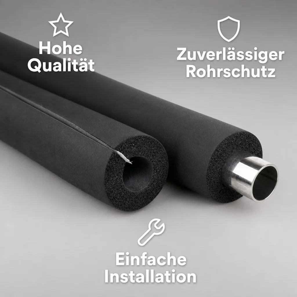 Rohrisolierung selbstklebend, 2m, flexibel, Rohrdämmung, schwarz, 42x10mm