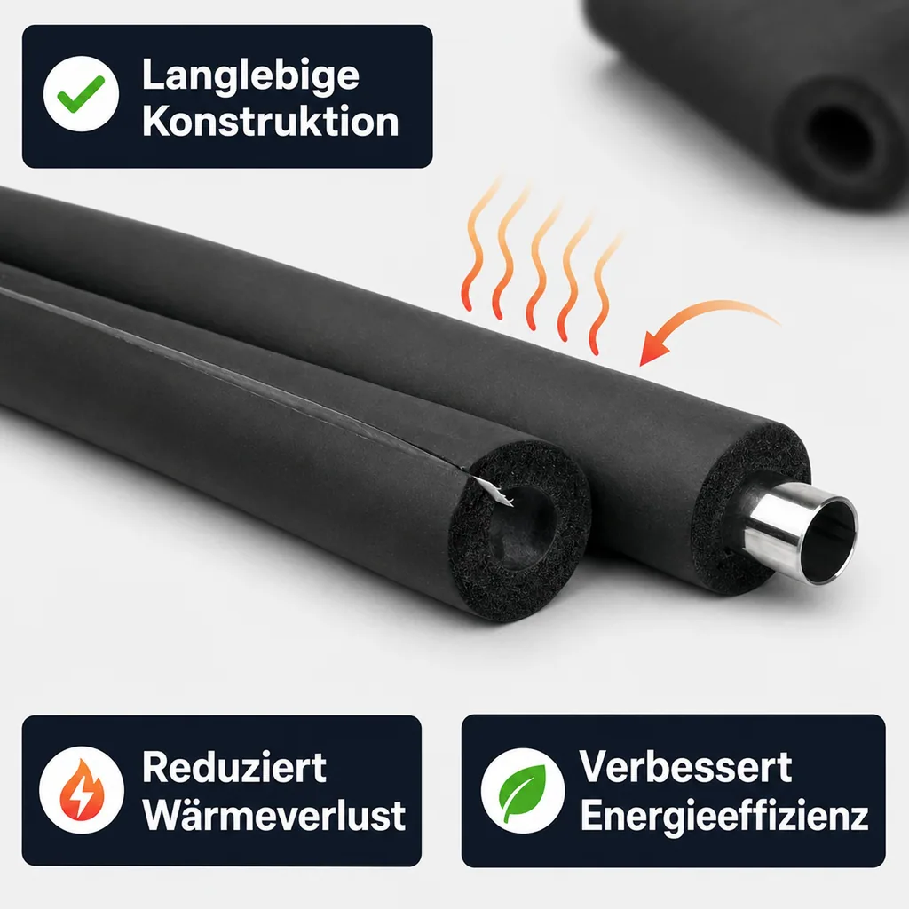 Rohrisolierung, Selbstklebend, Flexibler Schaumstoff, Gummi, 2m, 35 x 15 mm