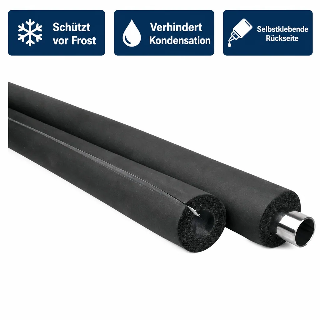 Rohrisolierung, Selbstklebend, Flexibler Schaumstoff, Gummi, 2m, 35 x 15 mm