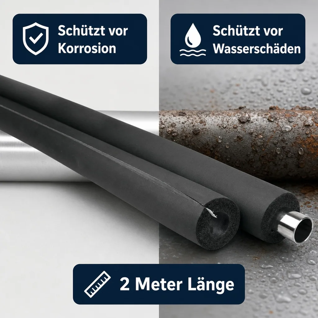 Rohrisolierung, Selbstklebend, Flexibler Schaumstoff, Gummi, 2m, 35 x 15 mm