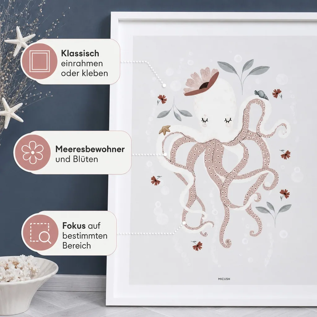 Lilipinso Poster Frau Octopus mit Blüten