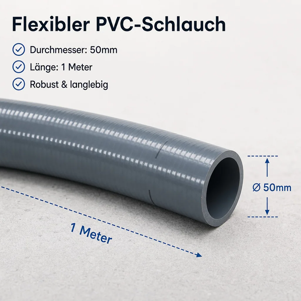 PVC Schlauch 50mm, Flexschlauch, 1m Teichschlauch, flexibel