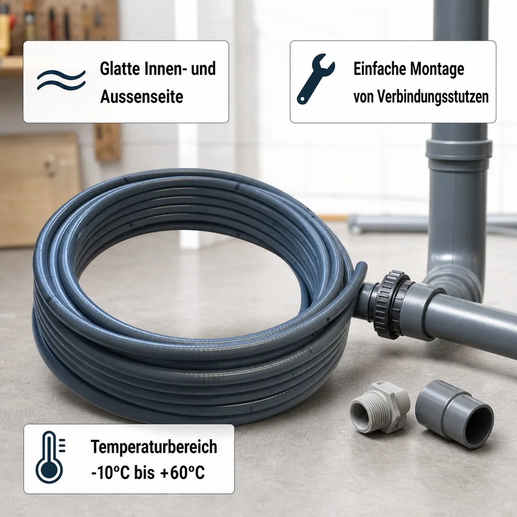 PVC Flexible Hose, 1m, 40mm PVC Pipe, Flexible PVC Pipe