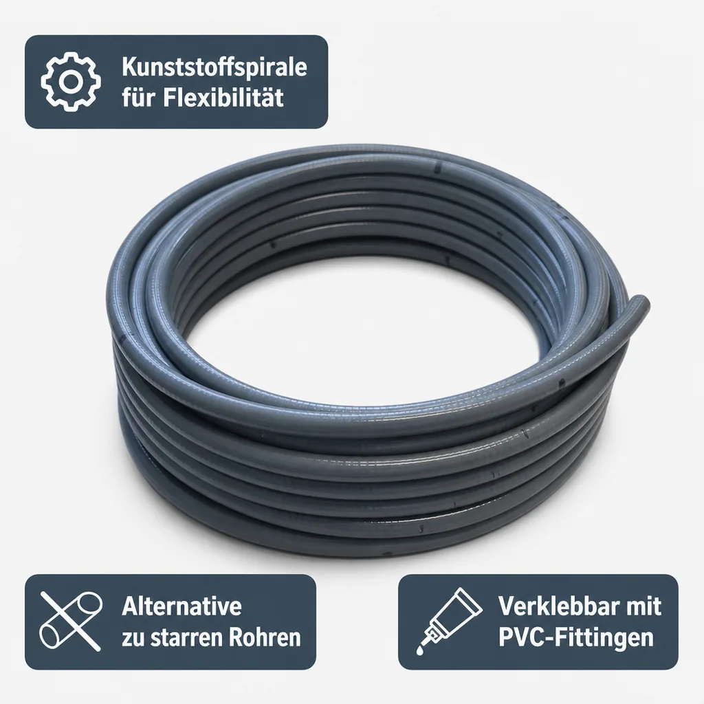 PVC-Flexschlauch, 1 m, 40 mm PVC-Rohr, flexibles PVC-Rohr
