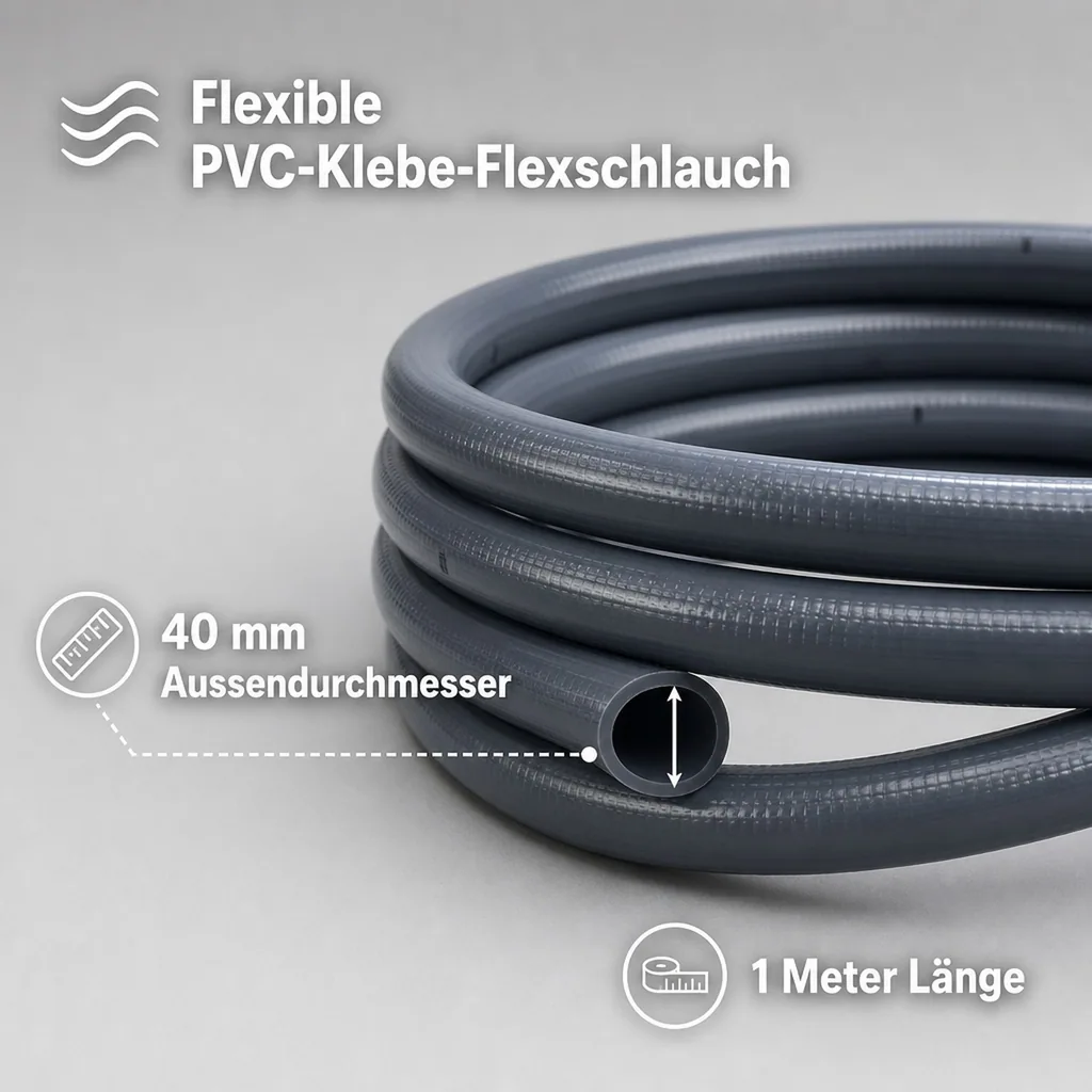 PVC-Flexschlauch, 1 m, 40 mm PVC-Rohr, flexibles PVC-Rohr