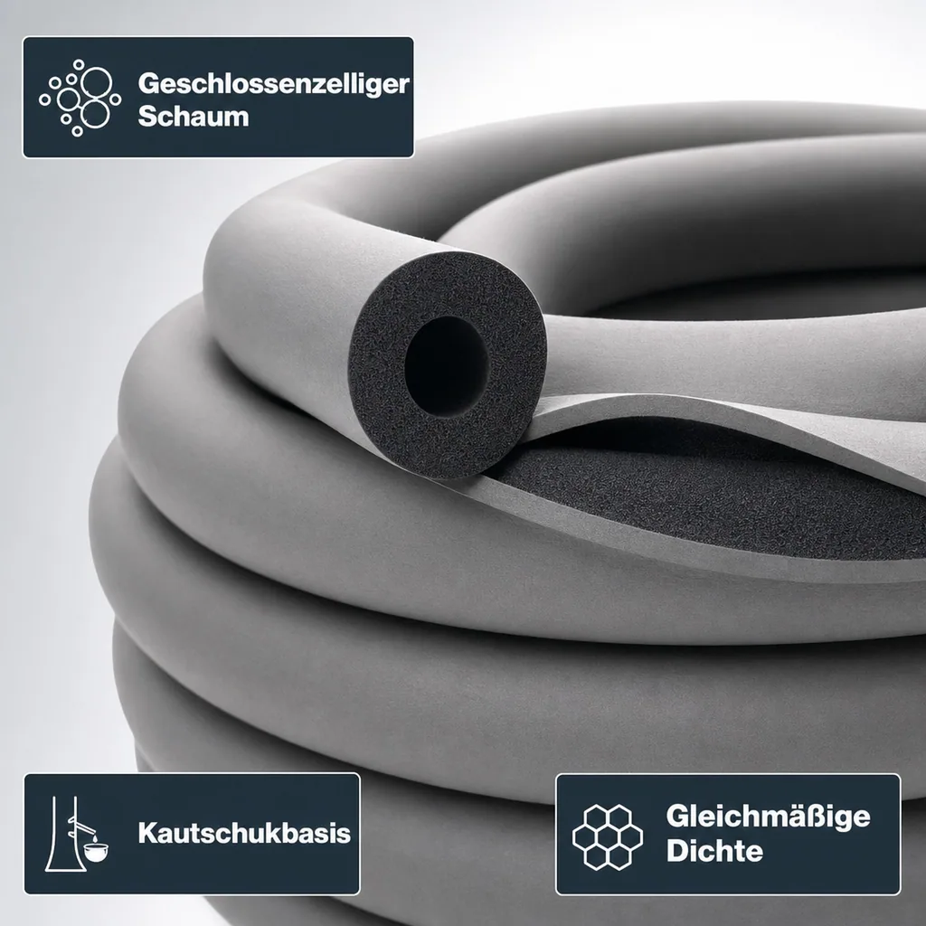 AEROFLEX® SH COIL Pipe Insulation, Pipe Lagging - Continuous, Self-Adhesive, Flexible Insulation Material from Closed-Cell Foam Rubber Base, Black - 15 x 10 mm/30m