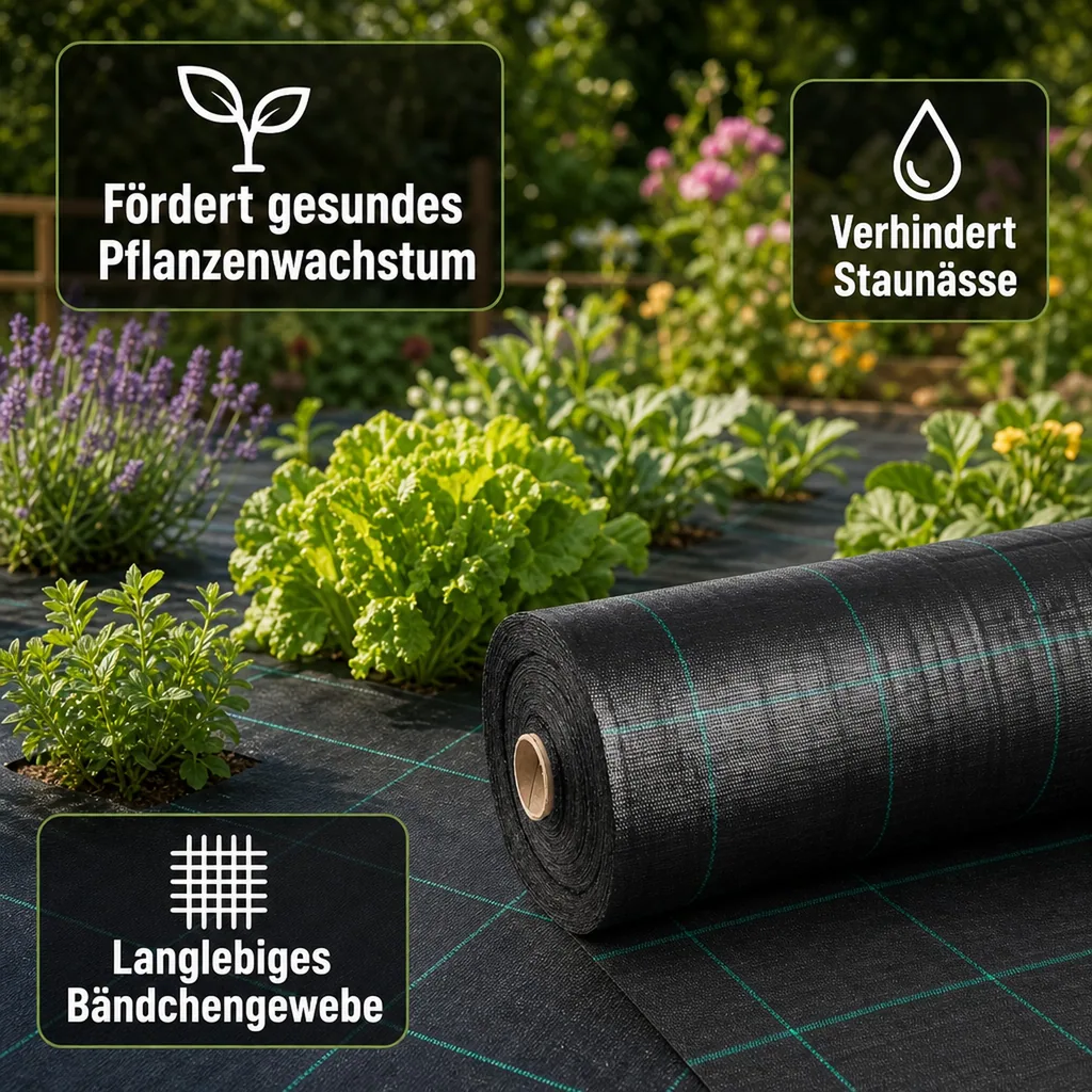 Unkrautvlies, Bodengewebe, Abdeckvlies, 100g/m², 1x1 Meter