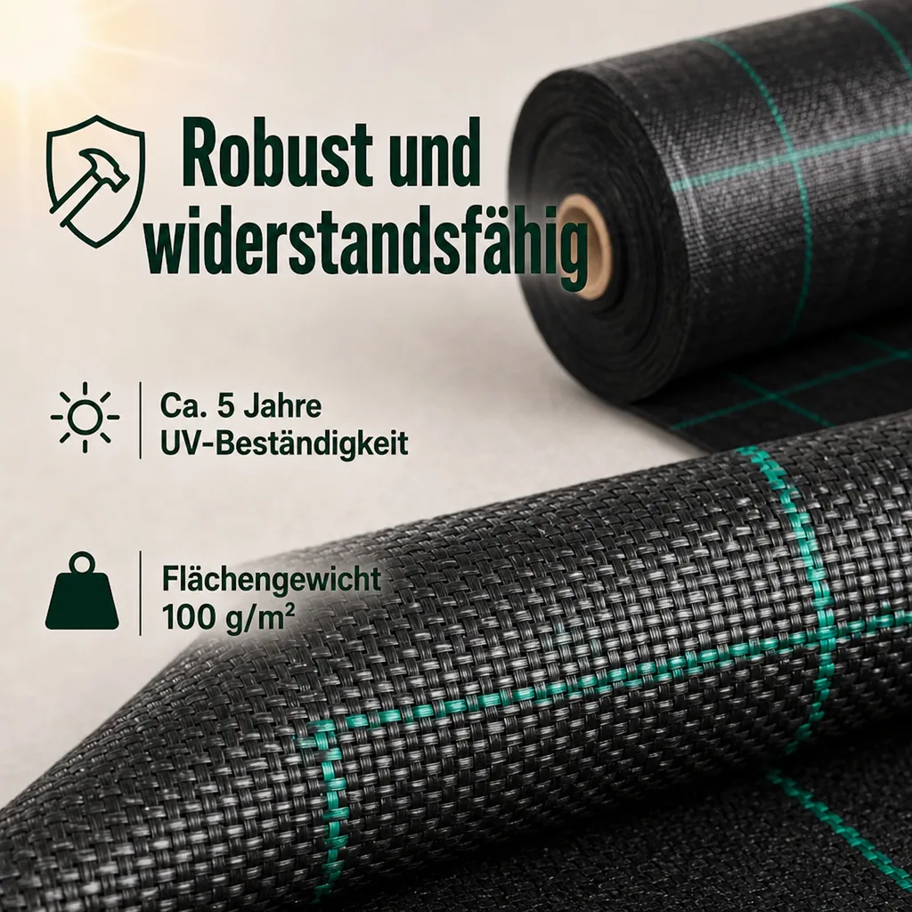 Unkrautvlies, Bodengewebe, Abdeckvlies, 100g/m², 1x1 Meter
