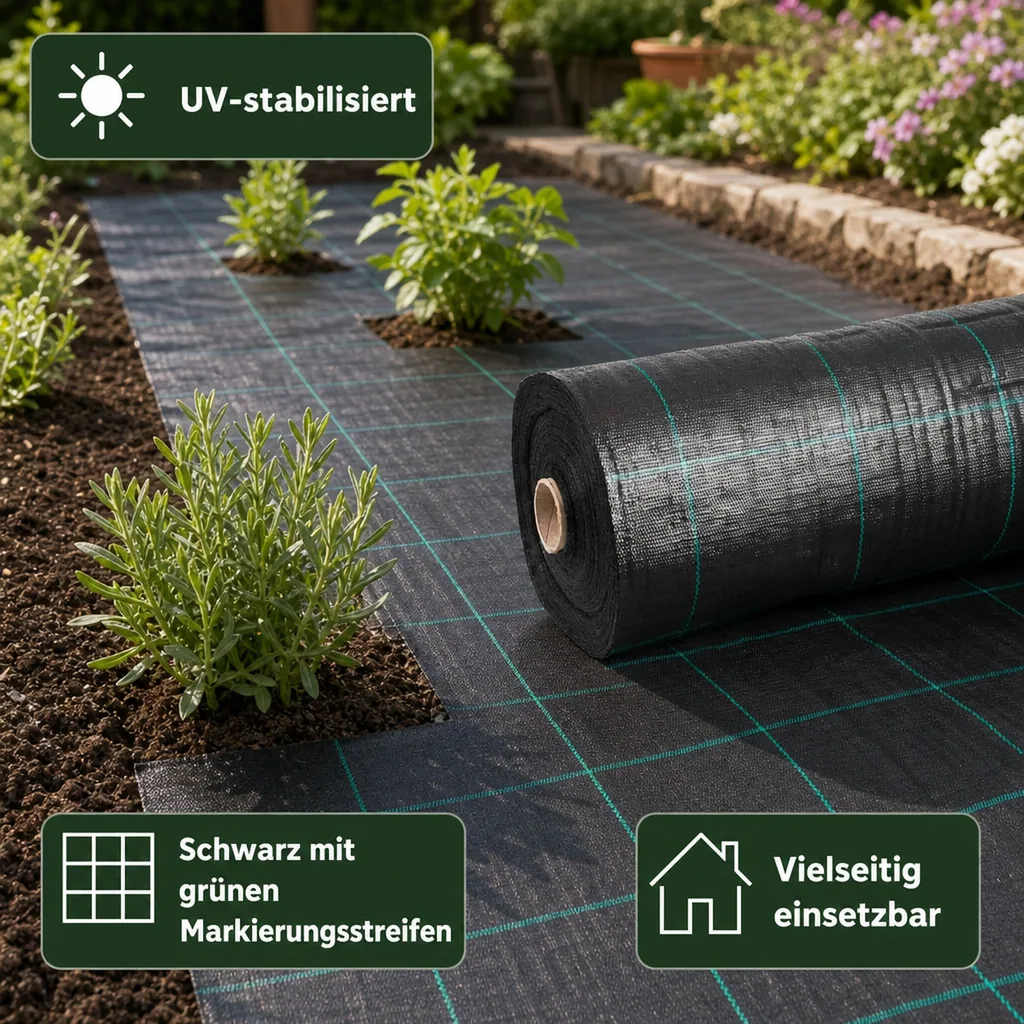 Unkrautvlies, Bodengewebe, Abdeckvlies, 100g/m², 1x1 Meter