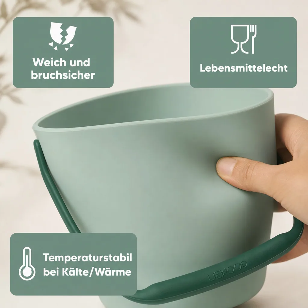 Liewood Silikon Eimer Kinder - Moira, Farbe: Peppermint / Garden green
