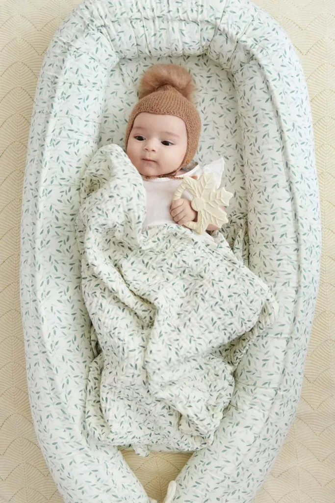 Cam Cam Muslin Babydecke "Green Leaves" grüne Blätter