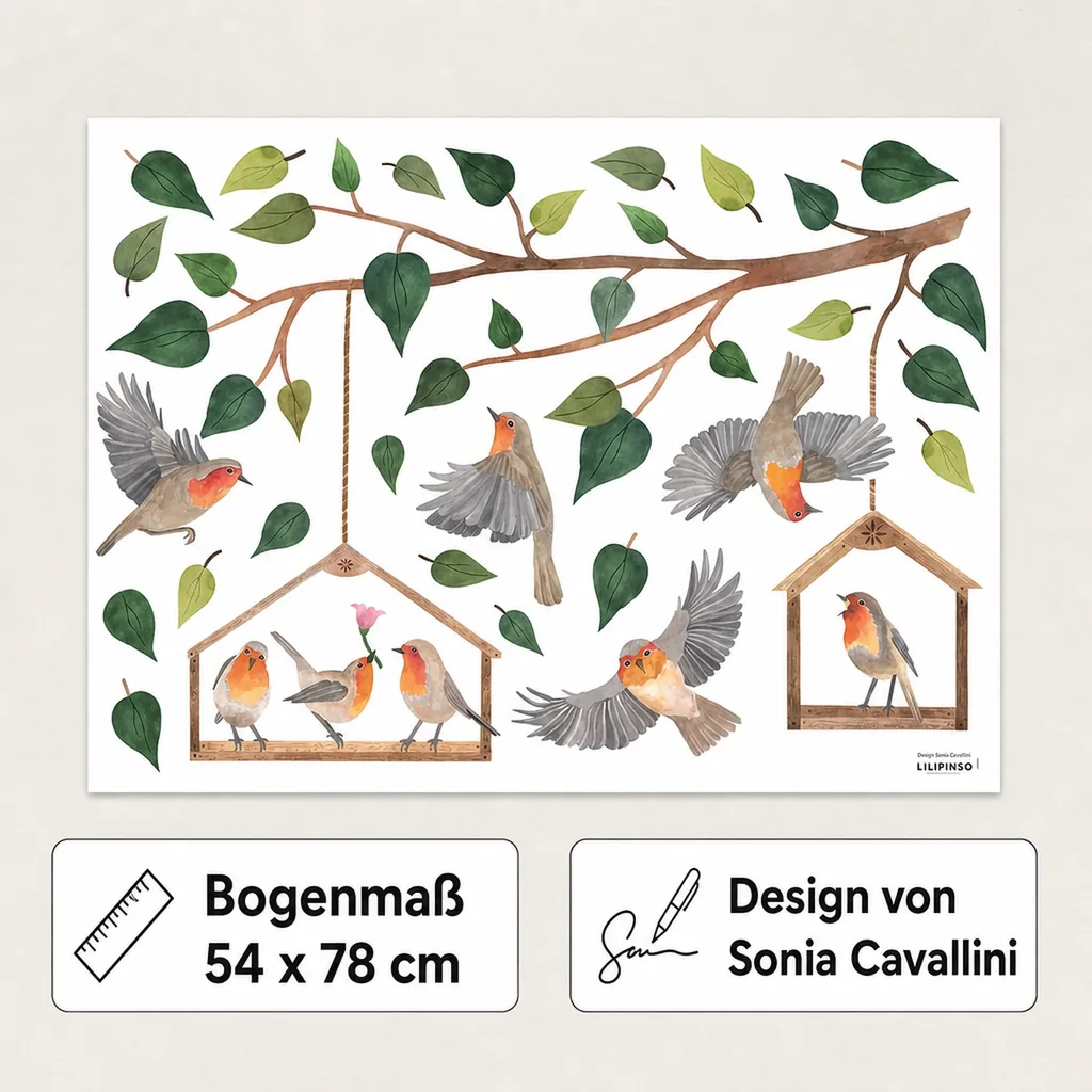 Lilipinso Wandsticker M Rotkehlchen im Vogelhaus