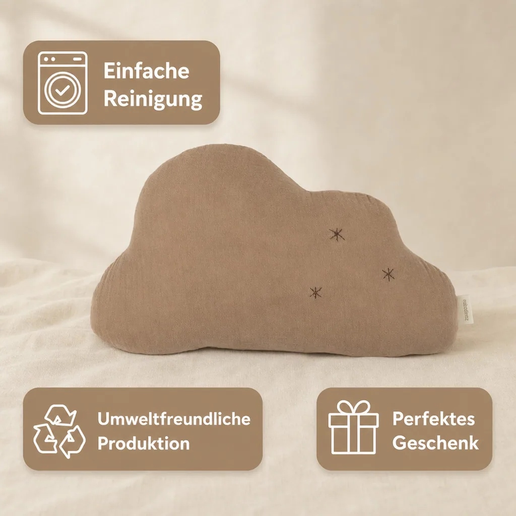 Nobodinoz WABI SABI Wolkenkissen, Babykissen, 37 x 25 cm, Farbe: Sesam
