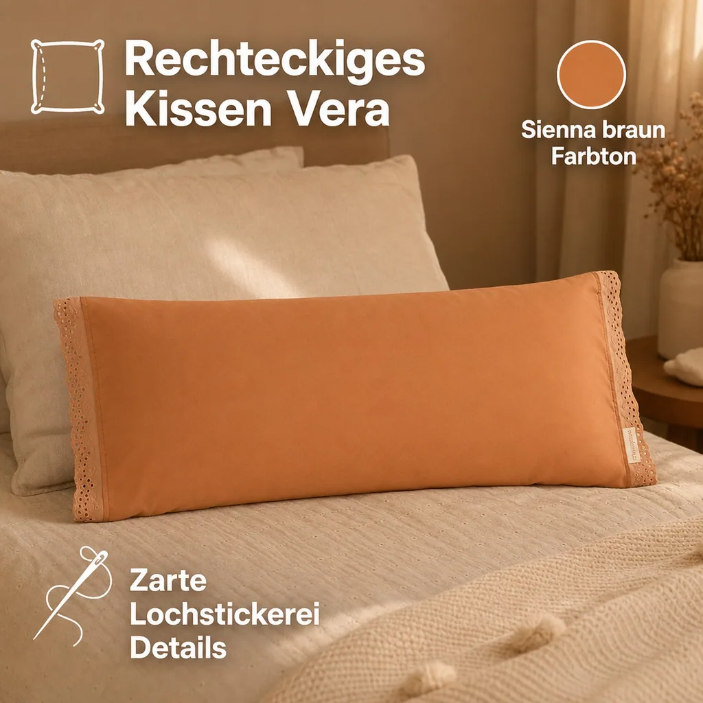 Nobodinoz Kissen rechteckig "Vera" Lochstickerei Sienna braun