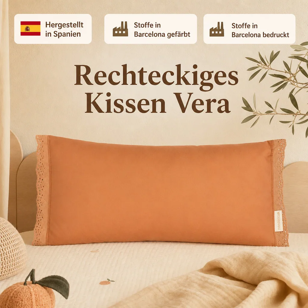 Nobodinoz Kissen rechteckig "Vera" Lochstickerei Sienna braun