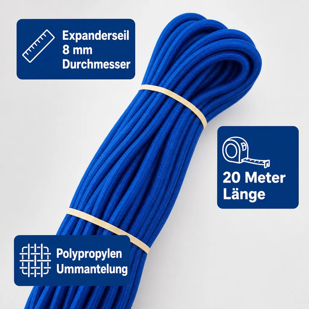 Expanderseil 8mm 20m blau, Gummiseil, vielseitig
