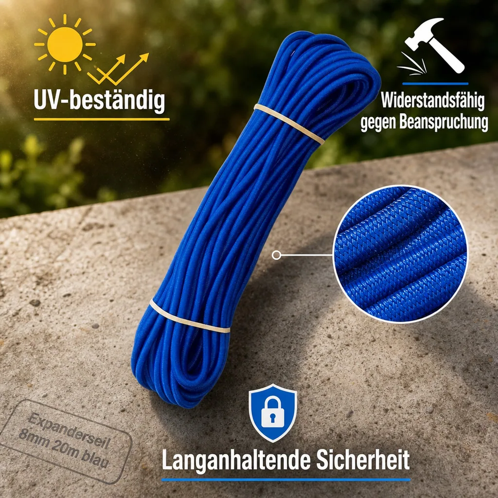 Expanderseil 8mm 20m blau, Gummiseil, vielseitig