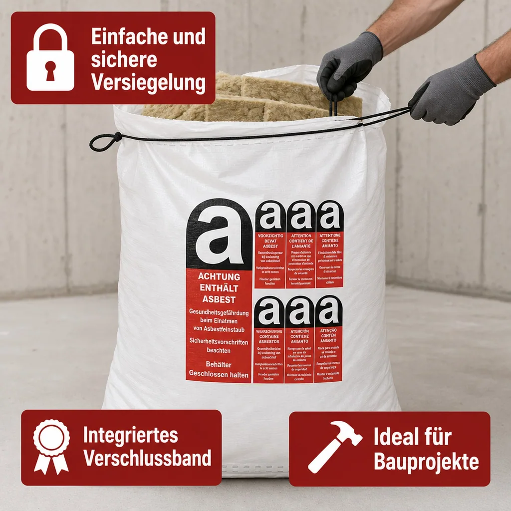 KMF Sack, Mineralwolle Sack 140x220cm, 1200 Liter, Entsorgungssack