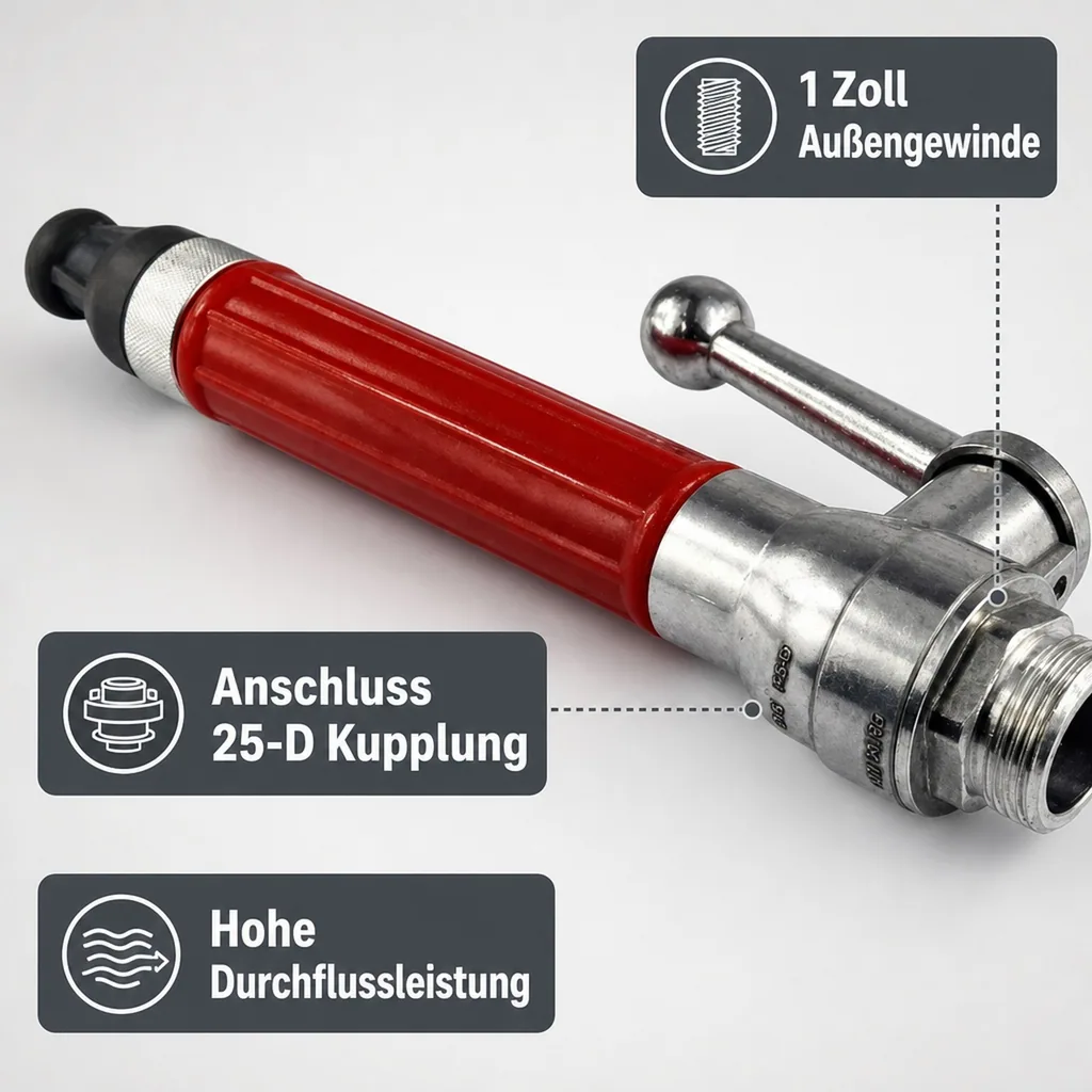 Storz Strahlrohr, D Strahlrohr, Feuerwehrkupplung, 1 Zoll