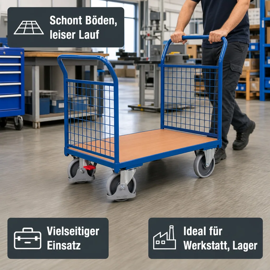 Drahtgitterwagen, Stirnwandwagen 500 kg, EasySTOP, pulverbeschichtet