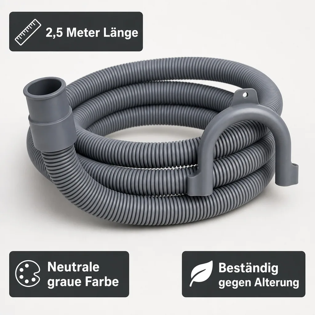 Ablaufschlauch Waschmaschine, 3/4 Zoll, 2,5m, mit Bügel, Spülmaschine