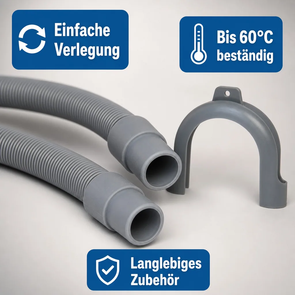 Ablaufschlauch Waschmaschine, 3/4 Zoll, 2,5m, mit Bügel, Spülmaschine