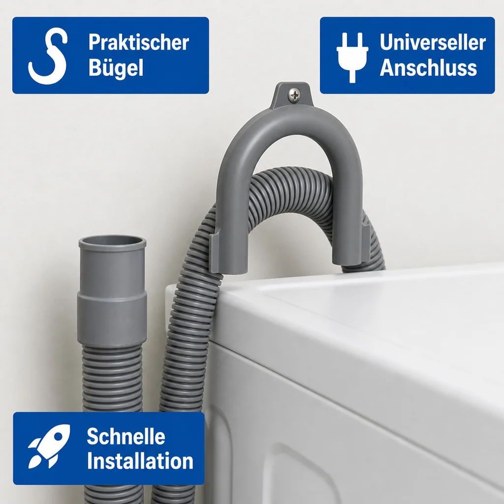 Ablaufschlauch Waschmaschine, 3/4 Zoll, 2,5m, mit Bügel, Spülmaschine