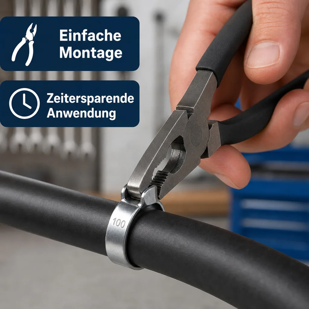 Ohr Schellen, 2 Ohr Klemmschellen, Schlauchschellen 7-9mm, W1