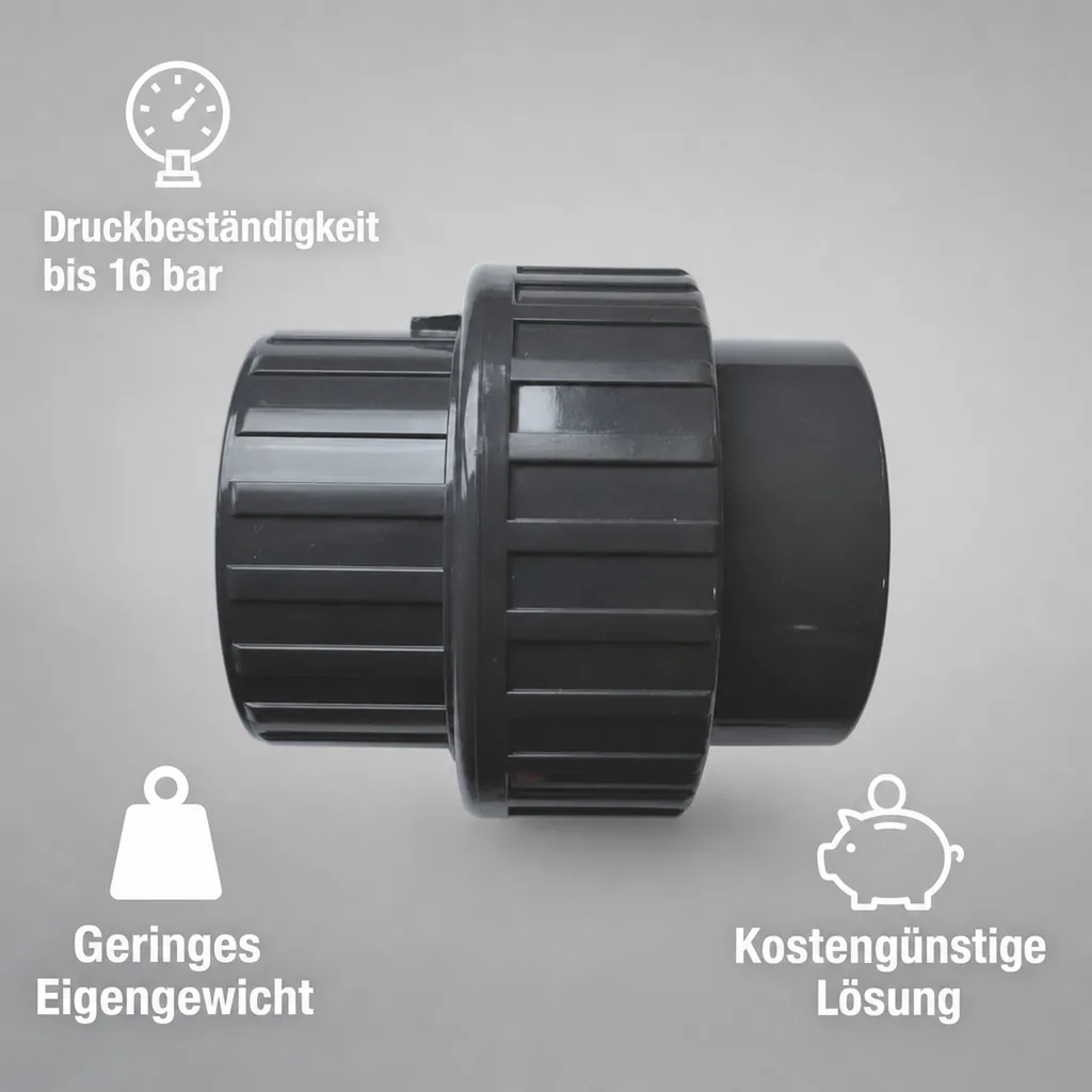 PVC-U Verschraubung Klebemuffe x Klebemuffe 32 mm
