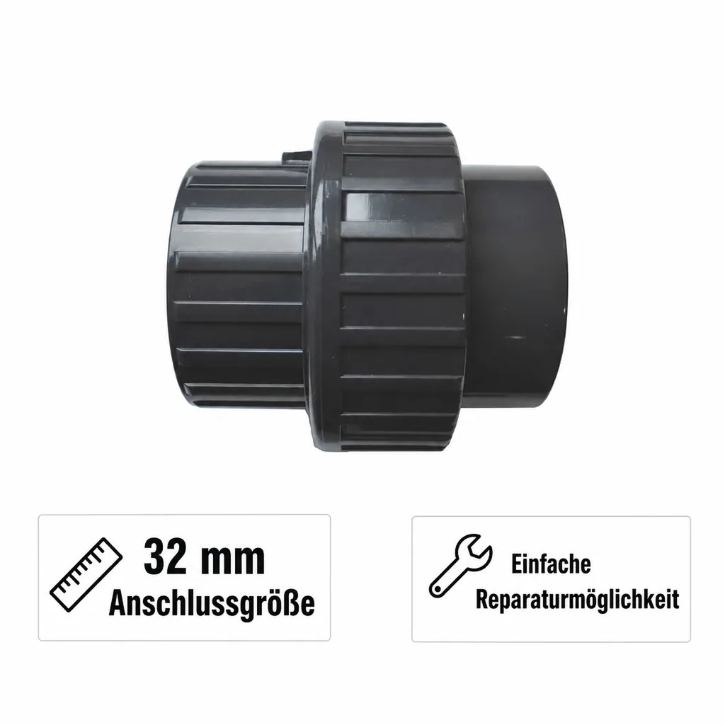 PVC-U Verschraubung Klebemuffe x Klebemuffe 32 mm