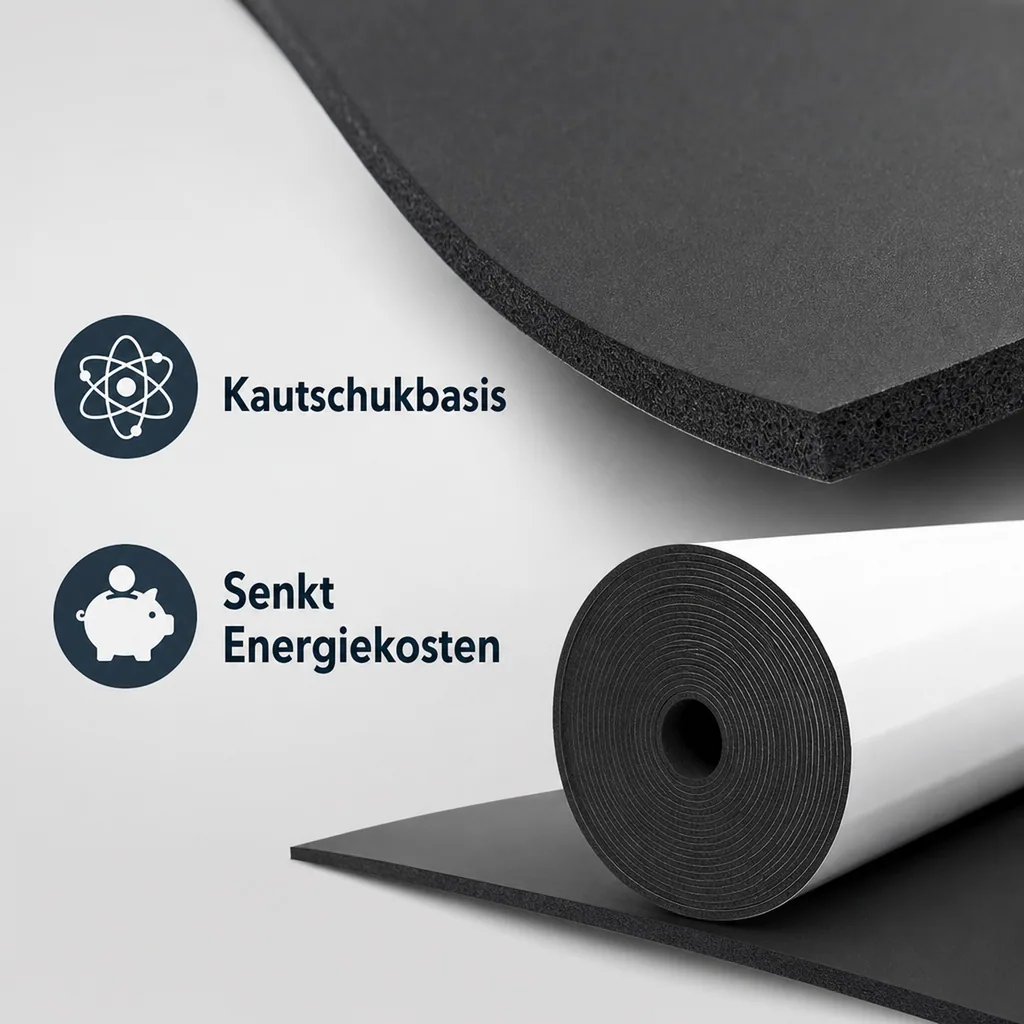 Rohrisolierung selbstklebend, Isoliermatte, Dämmmatte, 9mm, 1m breit