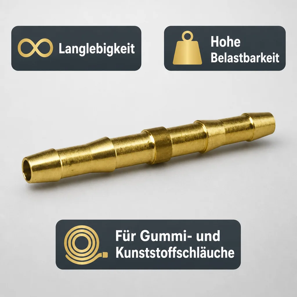 Druckluftverbinder 6mm, Schlauchverbinder, Doppeltülle, Verbinder 6mm