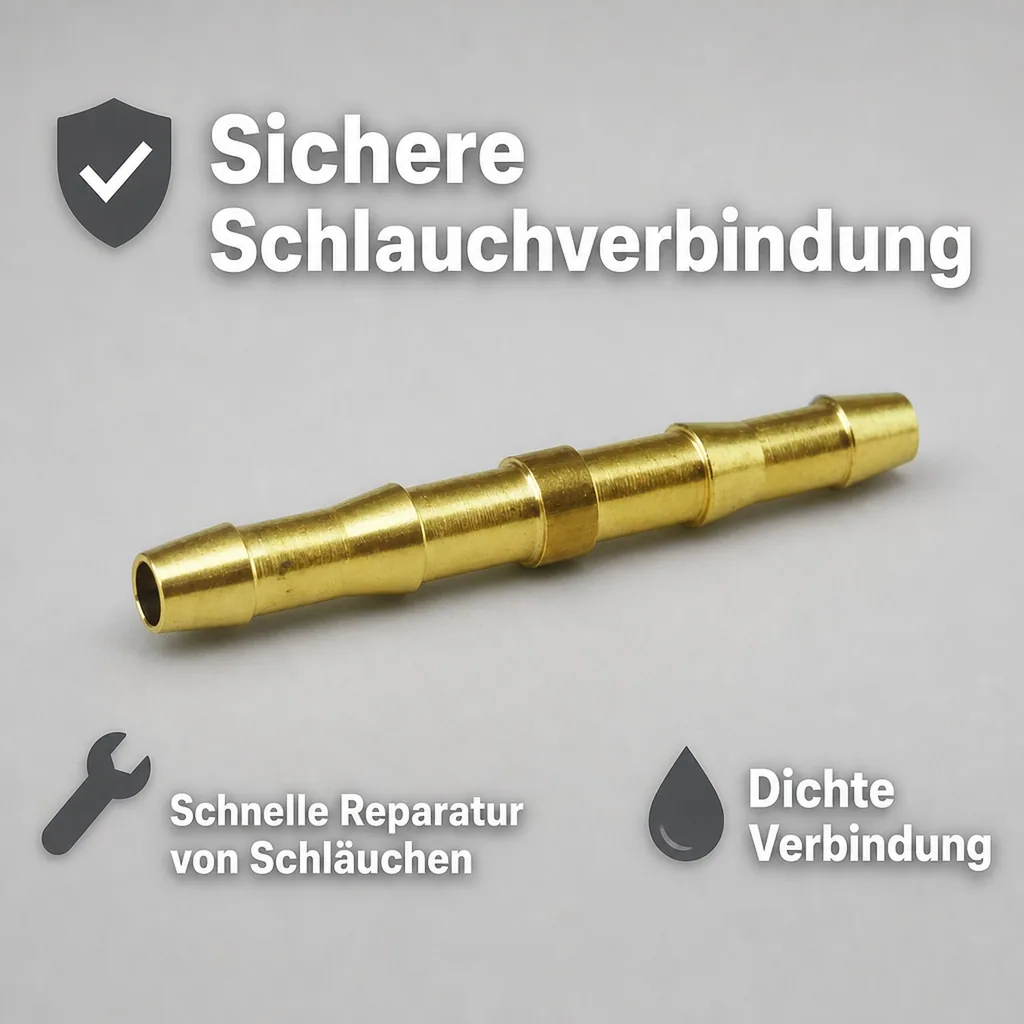 Druckluftverbinder 6mm, Schlauchverbinder, Doppeltülle, Verbinder 6mm
