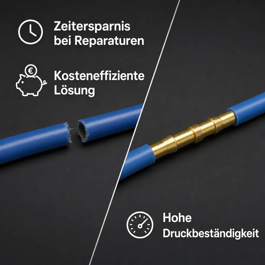 Druckluftverbinder 6mm, Schlauchverbinder, Doppeltülle, Verbinder 6mm