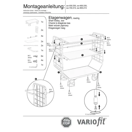 Paketwagen, Transportwagen, 400 kg Traglast, EasySTOP