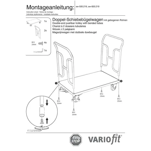 Transportwagen 250 kg, Schiebebügelwagen Typ L, EasySTOP