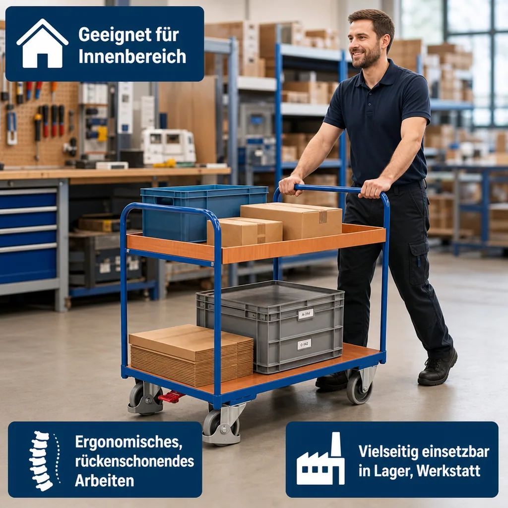Etagenwagen, Schwerlastwagen, 250 kg Traglast, Industrie Transportwagen