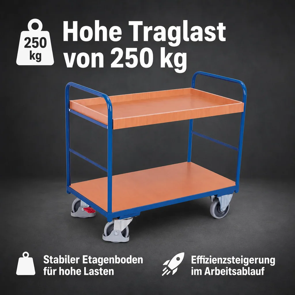 Etagenwagen, Schwerlastwagen, 250 kg Traglast, Industrie Transportwagen
